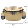 Shoulder Bags Vintage Rivet Chest Bag Leather Women Designer Handbags High Quality Box Shape Cross Body Fashion Purses Sac