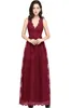 Landebahnkleider Spitzenabendkleider für Frauen 2024 Burgundy DP gegen Hals Lange Prom Party Kleider Lavendel Elegant Eine Linie Vestidos de fiesta forma y240426