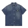 Herenpakken 2024 lente/zomer polo kraag gewassen denim shirt met korte mouwen voor mode veelzijdige losse hoogwaardige jas