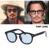 Новая мода Johnny Depp Style Round Sunglasses Tint Ocean Lens Lens Design Party Show Sun Glasses Oculos de Sol