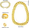 Pesenar 80S 90Ship Hop costume kit metallo gocce da sole a catena piatta Collana a catena grande e cappuccio in oro hip hop bracciale 240430