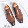 Office Shoes Causal Mens Leather 141 Business Dress Oxford Italy Style Handmade for Men Black Derby Buckle Strap Design Brown 847