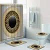 Geometrisk grekisk nyckel slingrande mandala mönster duschdraperi och mattas uppsättning abstrakt geometriska badrumsmattor mattor toalettdekor matta 240429