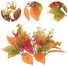 Decorative Flowers Halloween Thanksgiving Day Party Decoration Artificial Leaf Ring Layout Props Wreath Rings Pillar Candles