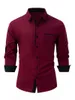 Herren lässige Hemden weiß schwarze Lteel Patchwork Business formelle Taschenplatten Langarm Shirt Herren Kleidung