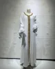 Roupas étnicas abaya dubai vestido de moda feminina muçulmana árabe manga bordada de renda de ouro bordado elegante e elegante manto longo ab027
