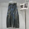 Jeans femminile femminile 2024 Girl Summer Resped Design Lavato a gamba Lava larga tutti i pantaloni di denim lunghi casual sciolti