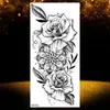 Realistische schwarze Rosenblume Temporäre Tattoos falsch wasserdichte Tatoo Körperkunst Arm Bein Blumenblätter Bloosom Tattoo Aufkleber Make -up 240423