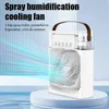 MV6O Electric Fans 2024 Ny luftkonditionering Air Cooler Water Cooling Spray Fan USB Desktop Firidification Fan Mini Air Cooling Fan With Night Light D240429