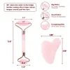 Jade Roller en Gua Sha Set Rose Quartz Face Massager 6 in 1 Roller Gift Box Massager voor Face Beauty Skin Care Tools 240418