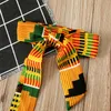 Toddler African Imprimez de l'épaule Romperheadband Set Baby Girls Babyfant Tenues Bodys de bands de cheveux mignon