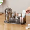 Kosmetisk arrangör makeup borstlåda med lådor 360 roterande kosmetisk arrangör hållare skrivbord hud bomullsblock läppstift lagring q240429