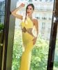 Casual Dresses Yellow Color Women Sexy Off The Shoulder Crystal Bodycon Bandage Long Maxi Dress Celebrity Red Carpet Evening Party
