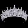 Tiaras Elegant Luxury Silver Color Drop Drop Crystal Crown Tiara for Women Wedding Party Bridal Pearl Crown Hair Bijoux