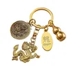 Keychains Lanyards 1 stuk pure messing Dragon Key Chain Het jaar van de Loong Zodiac Sign Gourmet Pendant Car Key Ring Backpack Charm Bag Decoratie Q240429