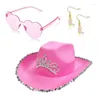 Bérets 3pcs chapeau de cowboy pour adolescents pendonne de boucles de soleil