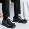 Casual Shoes 2024 Mens Leather Platform Classic Oxfords Slip On Thick Soled Man Loafers Square Toe Formal Dress