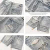 Hommes Summer en détresse de jean Short bouton zipper mouche multiples multiples jeans trous directs trous déchirés longueur de genou en détresse 240429