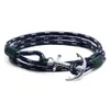 Tom Hope Armband 4 Size Southern 3 Green Thread Rope Rostfritt stål Ankare Charms Bangle With Box och Tag Th109725020