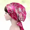 Bérets imprimés Bow Women Hood Traid Stretch Turban Hat Hat Hair Head Scarf Chimo (noir)