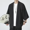 Etniska kläder Summer Men's Lightweight Kimonos Traditionell japansk Male Open Front Cardigan Cloak Haori Yukata Jacket Black Black