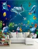 3D Tapeta Niestandardowe morze morze Świat Dolphin Sceneria Sceneria Dekoracja pomalowania Malowanie ścienne Malowidła ścienne Tapeta dla ścian 3 D1110056