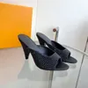 24s New Luxury Hot Diamond Women High Heel Fish Mouth Sandals with Genuine Leather Rubber Soles Sexy Beach Vacation Slippers Size 35-40