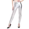 Women's Panties IEFiEL Womens Sexy Hollow Out Metallic Skinny Leggings Mid Waist Pants For Club Raves Party Music Festival Stage Performance