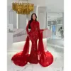 Robes de soirée sirène arabe High Dubai Elegant Necy Long Manches Formal Robe Prom Sequins en dentelle Robe de tapis rouge de Soire