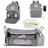 Fashionable Mommy Bag Folding Baby Bed Mother Large Capacity Portable Milk Bottle Diaper Double Shoulder Moms 240416