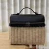 Loro Piano LP Lorospianasl Sac Sac Woven New Bamboo Woven Handbag Cow Hide Color Belf Vacation Sac Bag Picnic Sac