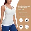 Dames Shapers Plus size vrouwen cami met ingebouwde bh bra shapewear tank top buikregeling camisole veter slanke compressie onderhemd shaper y240429