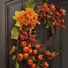 Fleurs décoratives Couronne d'automne extérieure Vibrant Harvest Mini Pumpkins Baies décor ornemental pour la porte d'entrée Maison à la maison