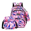 Sac à dos Primary Girl pour enfants Sacs pour garçons école imprimée en nylon imperméable sac à dos orthopédique 3pcs / set