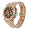 Luxury Watches APS Factory Audemar Pigue Royal Oak Watch 41mm Brown Index Hour Mark Dial Rose Gold Strq