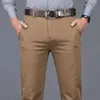 Men's Jeans 4 Colors Classic Style Mens Brown Business Straight Casual Pants Solid Stretch Cotton High Waist Office Trousers Male BrandWX
