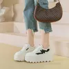 Casual schoenen Fujin 8 cm gemengde kleur dames vulcanisatie echte lederen lente herfst veterstabiel stabiel hoog platform sneakers dames mode