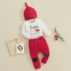 Set di abbigliamento neonati neonati di valle di San Valentino abiti a maniche lunghe per corridoio di cuore per pantaloni rossi cappello 3pcs