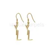 Messing Dangle Designer oorbellen voor vrouw Geplaatste gouden stud oorrang mode ohrringe kleine bruiloft metalen ketting parel diamant studs oordingen luxe sieraden vrouwen