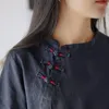 Blouses pour femmes QPFJQD Couleur solide féminine Vintage Linet Stand Short Sleeve Tops 2024 Summer Button Femme Rétro Chinese Style