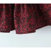 Lässige Kleider Frühling 2024 sexy Verband Puff Langarm Kleid Sommer Frauen Vintage Wein Rot Blumendruck Rüschen Mini Holiday Robe