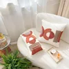 Oreiller nordique géométrique tufté couverture décorative jet décoratif orange et brun taise d'oreiller canapé