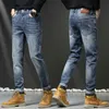 جينز جينز للرجال العلامة التجارية الراقية الأزياء الرقمية الجينز الجينز الجديد مرنة سراويل رفيعة