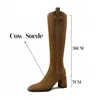 Boots Tuling juin 2024 Winter Femmes Concise Couleur solide Knee-High High Heels Square Head Fashion Chaussures pour femme T-FD8013-1