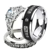 Wedding Rings Unique Design Men Woman CZ 316L Stainless Steel Ring Couple Silver Color Paved Austrian Zircon Lover039s Jewelry1607271