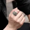 Anneaux de bande Punk Hip-Hop Radiation Star Thai Silver Open Adjustable Ring J240429