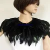 Hand Made Feather Cape Shawl Scarf Performance Dress Costume Cosplay Black Green for Halloween Christmas Party6838831