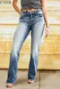 Jeans femminile 2024ol Temperament Bootleg pantaloni a metà vita blu per donne merci