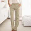 Pantalon féminin Femmes Ligne large décontractée haute taille a réglable noue nœud lâche pantalon vintage cordon droit avec des poches