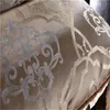 Gouden zijden katoen luxe satijn jacquard beddengoed set queen king size bruiloft sets bed vellen dekbedoverdeksel 240415